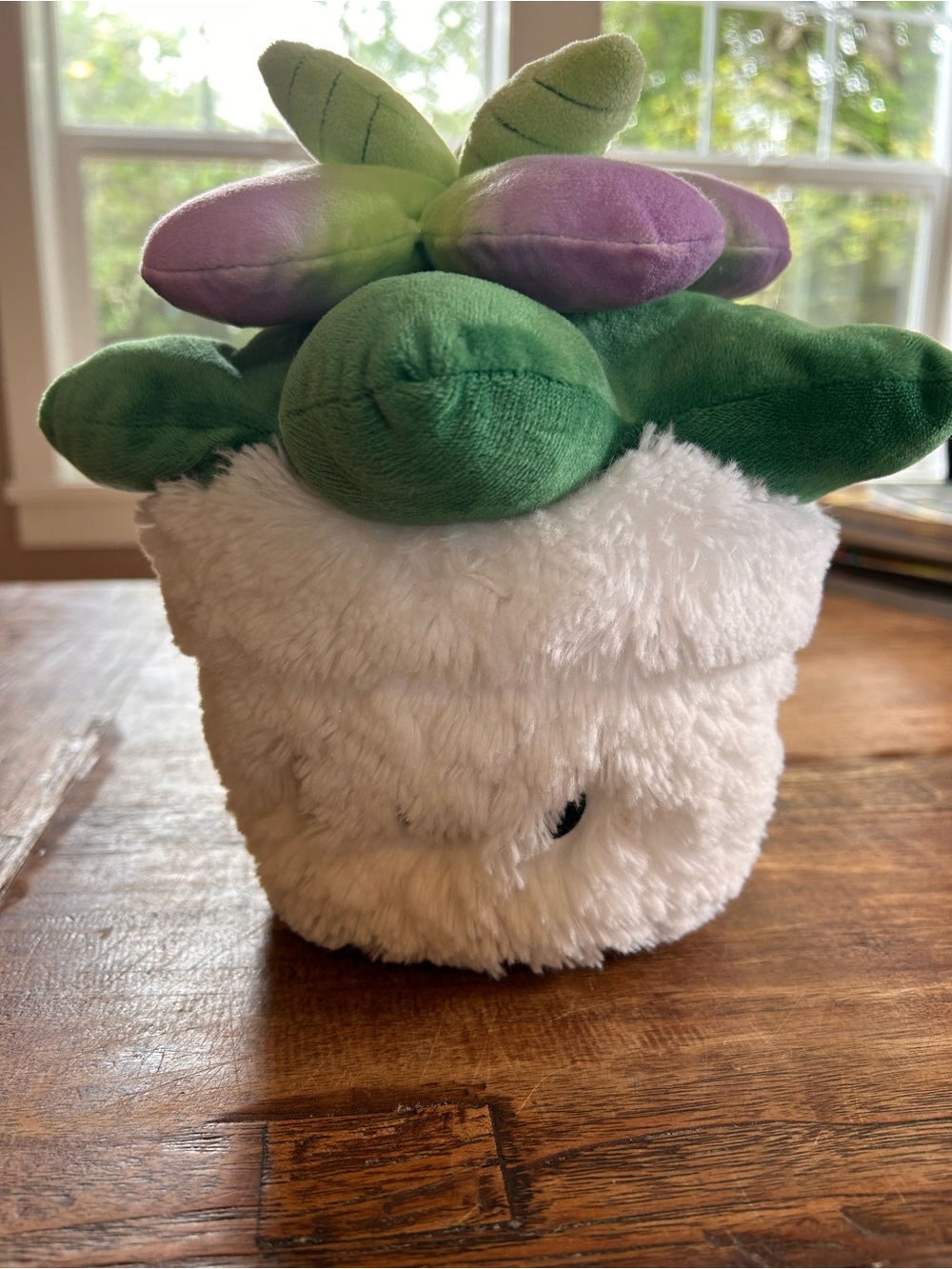 Squishable Plush White Succulent Stuffed Animal with Green and Purple Leaves